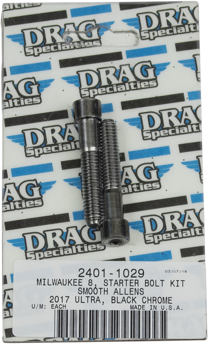 DRAG SPECIALTIES Bolt Kit - Starter - Black Chrome - Smooth - M8