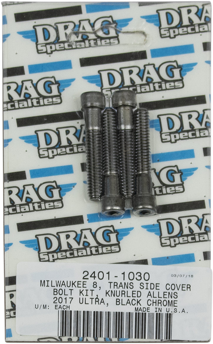 DRAG SPECIALTIES Bolt Kit - Transmission Cover - Black Chrome - M8