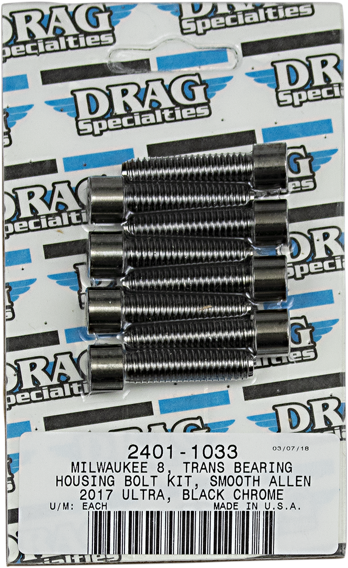 DRAG SPECIALTIES Bolt Kit - Transmission Bearing - Black Chrome - Smooth - M8