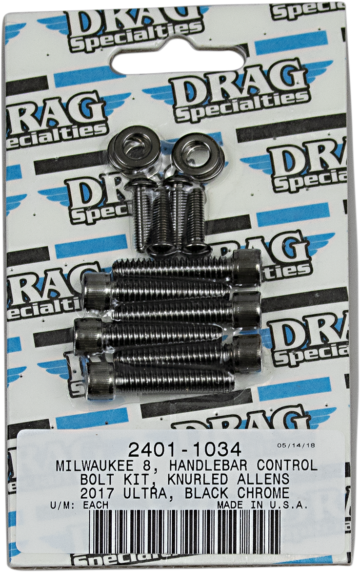 DRAG SPECIALTIES Bolt Kit - Handlebar - Black Chrome - Knurled - M8