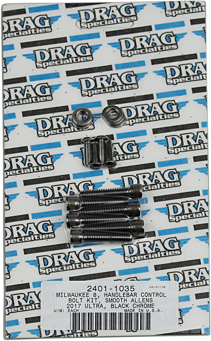 DRAG SPECIALTIES Bolt Kit - Handlebar - Black Chrome - Smooth - M8