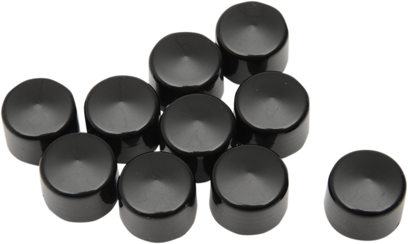 DRAG SPECIALTIES  Black Bolt Covers - Allen/Socket - Top Cover Only - 1/4" - 10 Pack