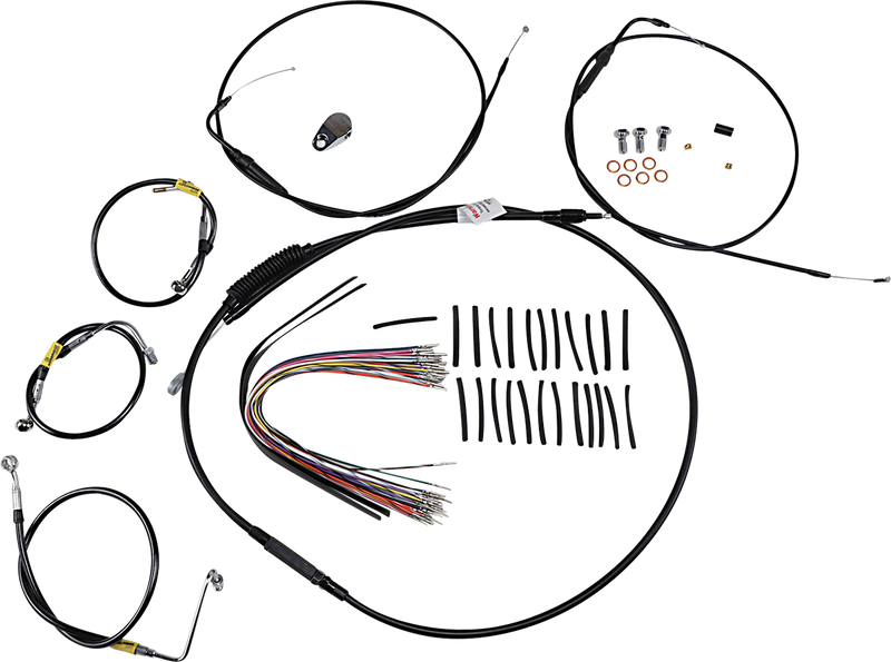 BURLY BRAND Control Kit - Early Touring Bikes - 13" Bagger Bar Handlebars - Black