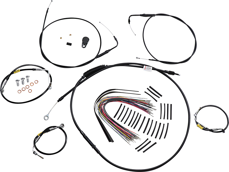 BURLY BRAND Control Kit - Early Touring Bikes - 15" Bagger Bar Handlebars - Black