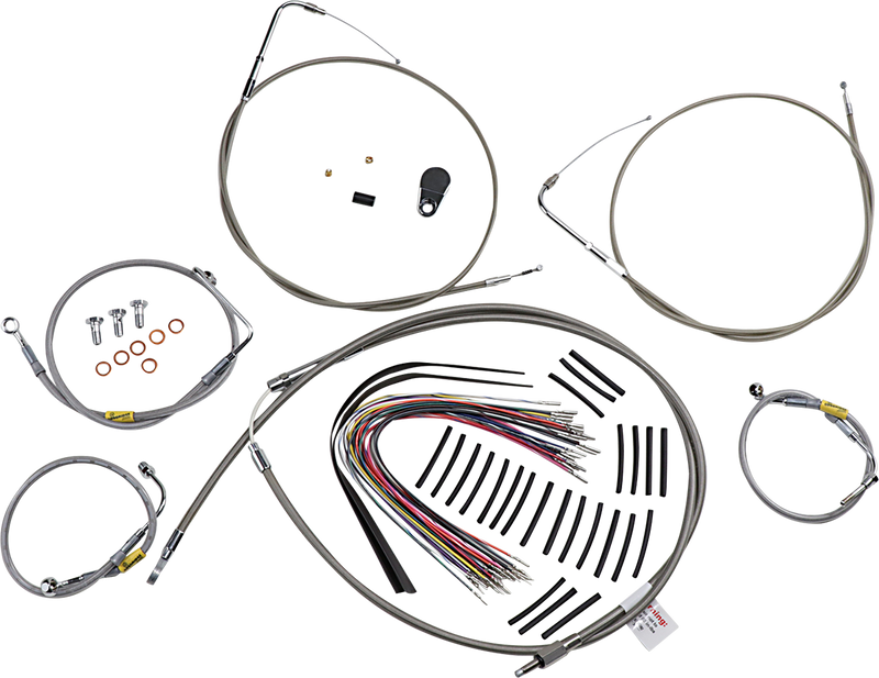 BURLY BRAND Control Kit - Early Touring Bikes - 15" Bagger Bar Handlebars - Stainless