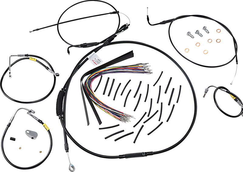 BURLY BRAND Control Kit - Early Touring Bikes - 15" Bagger Bar Handlebars - Black