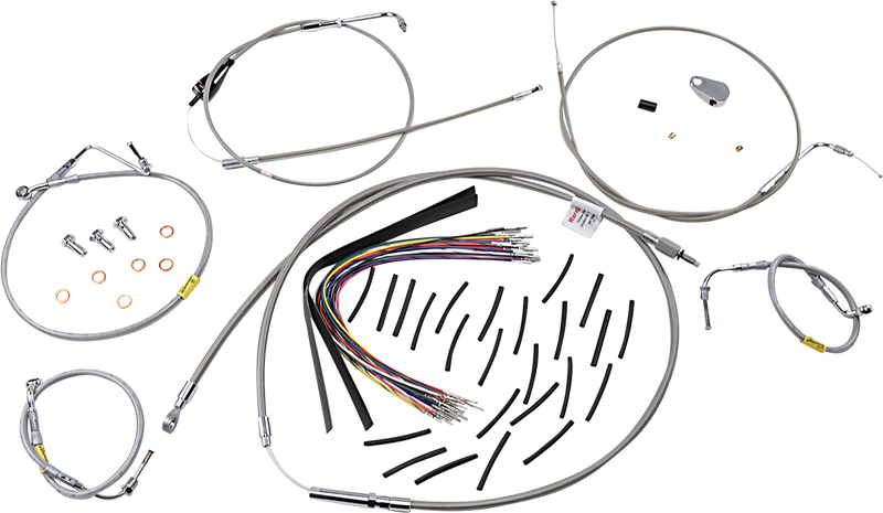 BURLY BRAND Control Kit - Early Touring Bikes - 13" Bagger Bar Handlebars - Stainless