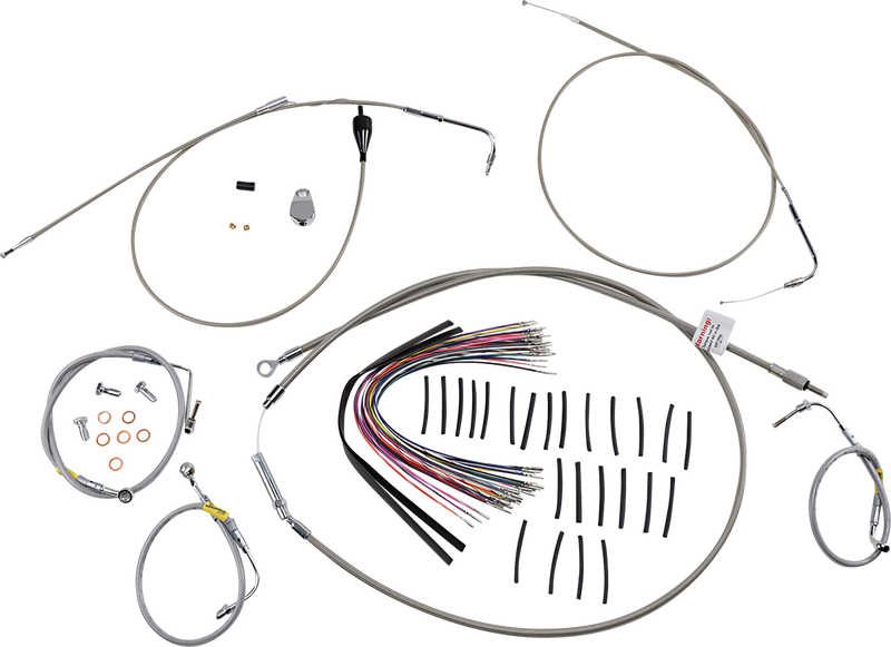 BURLY BRAND Control Kit - Early Touring Bikes - 15" Bagger Bar Handlebars - Stainless