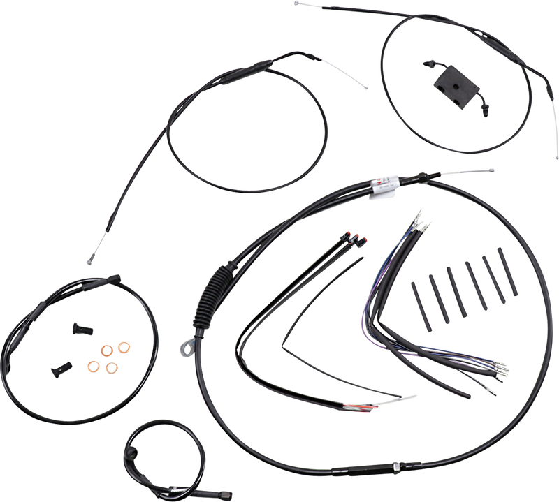 BURLY BRAND Handlebar Cable and Brake Line Kit - Extended - Sportsters - 12" Ape Hanger Handlebars - ABS