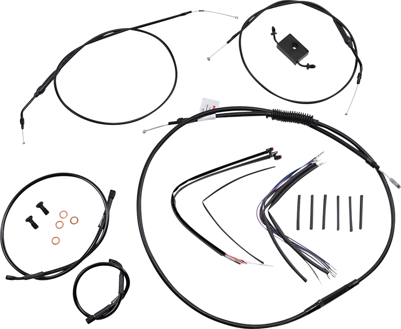 BURLY BRAND Handlebar Cable and Brake Line Kit - Extended - Sportsters - 16" Ape Hanger Handlebars - ABS
