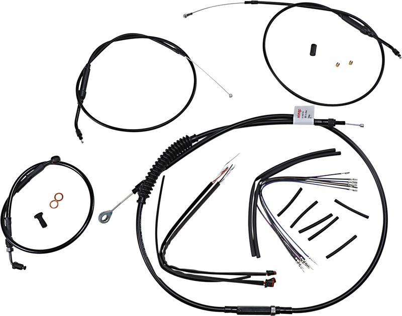 BURLY BRAND Handlebar Cable and Brake Line Kit - Extended - Sportsters - 12" T-Bar Handlebars - ABS