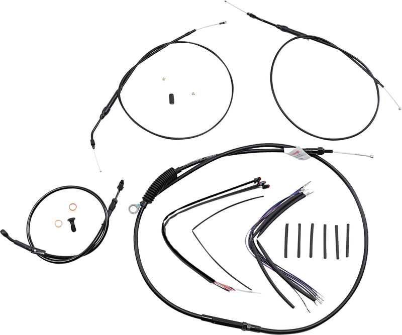 BURLY BRAND Handlebar Cable and Brake Line Kit - Extended - Sportsters - 14" T-Bar Handlebars - ABS
