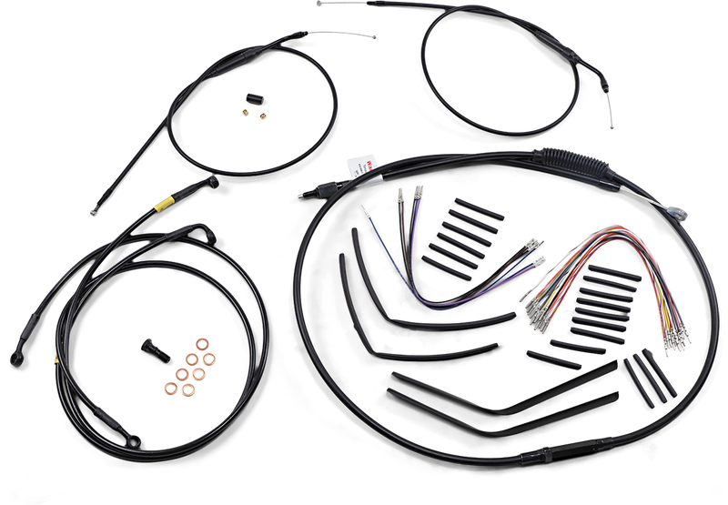 BURLY BRAND Cable Kit - Jail Bar - 12" Handlebars - Black Vinyl