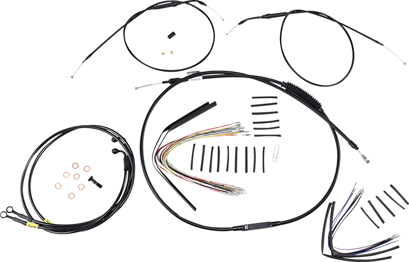 BURLY BRAND Cable Kit - Jail Bar - 14" Handlebars - Black Vinyl