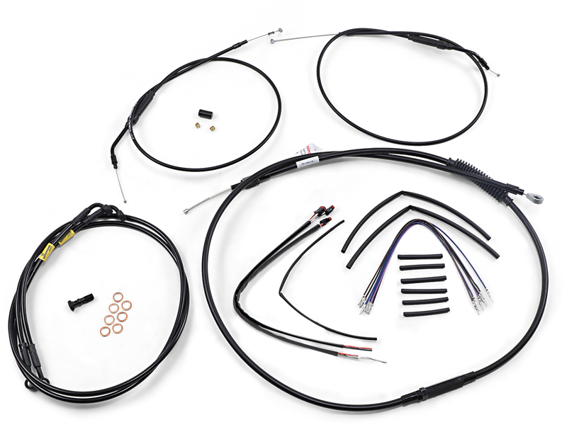 BURLY BRAND Cable Kit - Jail Bar - 12" Handlebars - Black Vinyl