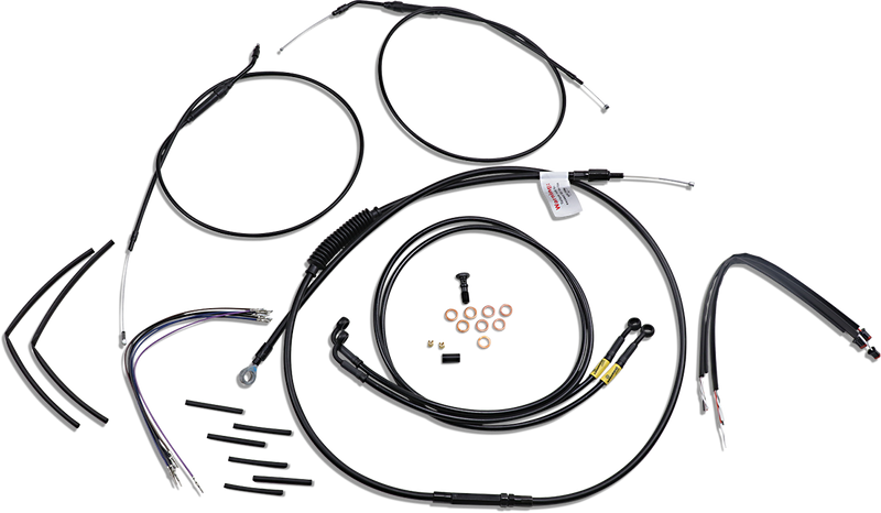 BURLY BRAND Cable Kit - Jail Bar - 14" Handlebars - Black Vinyl