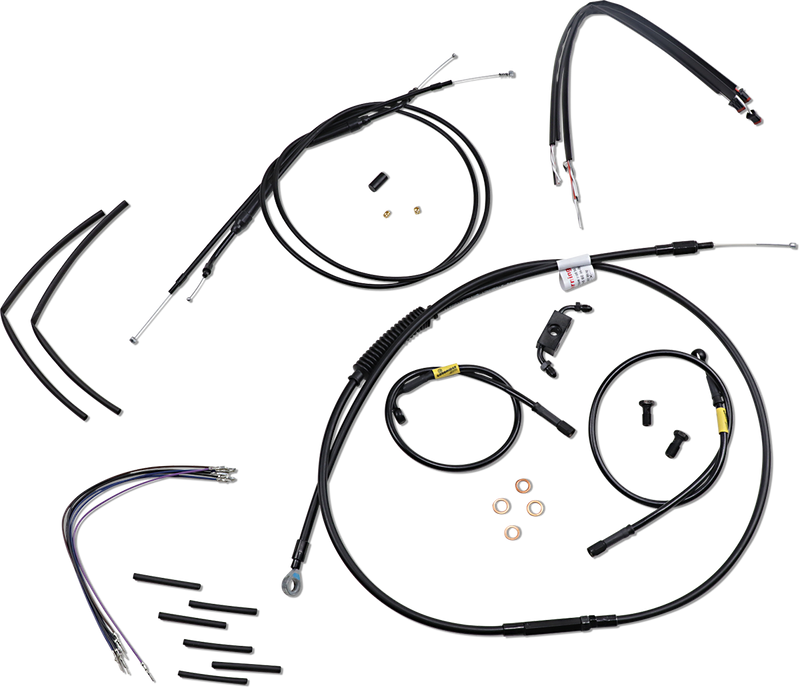 BURLY BRAND Cable Kit - Jail Bar - 14" Handlebars - Black Vinyl