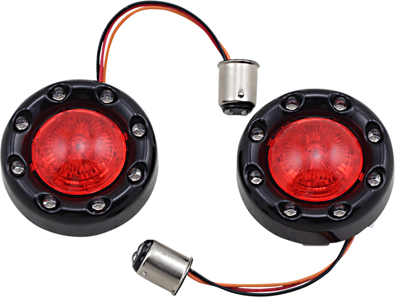 CUSTOM DYNAMICS ProBEAM® Bullet Ringz™ 1157 Rear Turn Signals - Black - Red Lens
