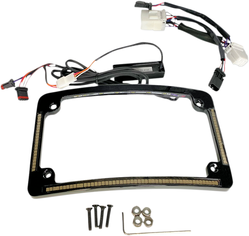 CUSTOM DYNAMICS Plug & Play Run/Brake/Turn LED Radius License Plate Frame - Black