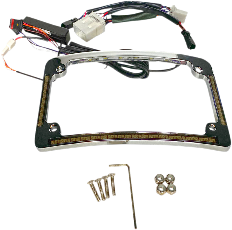 CUSTOM DYNAMICS Plug & Play Run/Brake/Turn LED License Plate Frame - Chrome - Radius