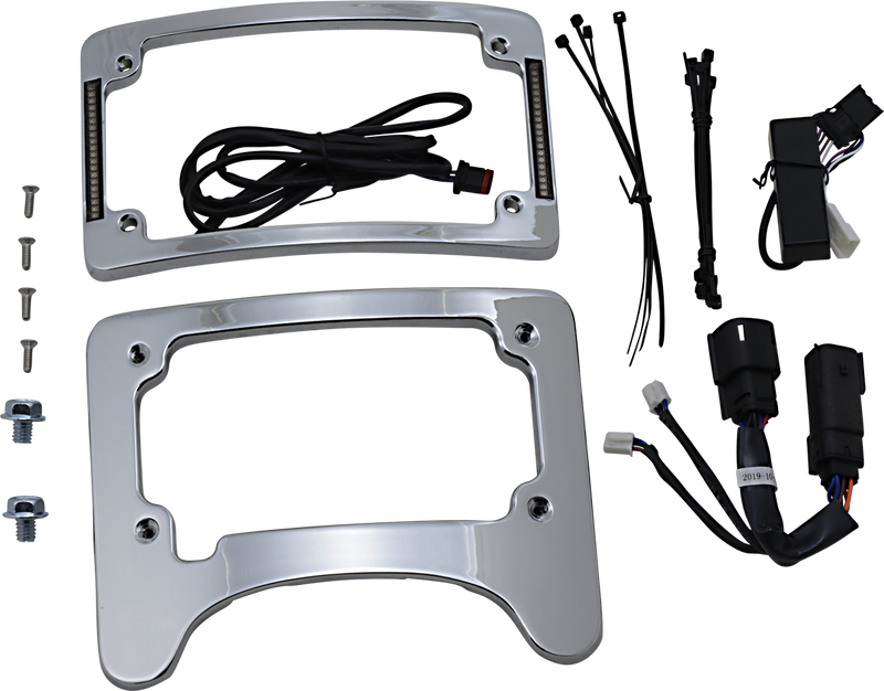 CUSTOM DYNAMICS Turn Signal Eliminator with Tri Radius Illuminated Plate Frame - Chrome