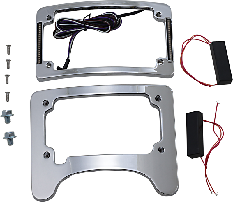 CUSTOM DYNAMICS Turn Signal Eliminator with Tri Radius Illuminated Plate Frame - Chrome