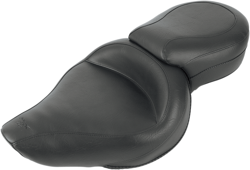 MUSTANG Wide Touring One-Piece 2-Up Vintage Style Seat - Black - Sportster '04-'21 with 2.1/3.3 Gallon Tank