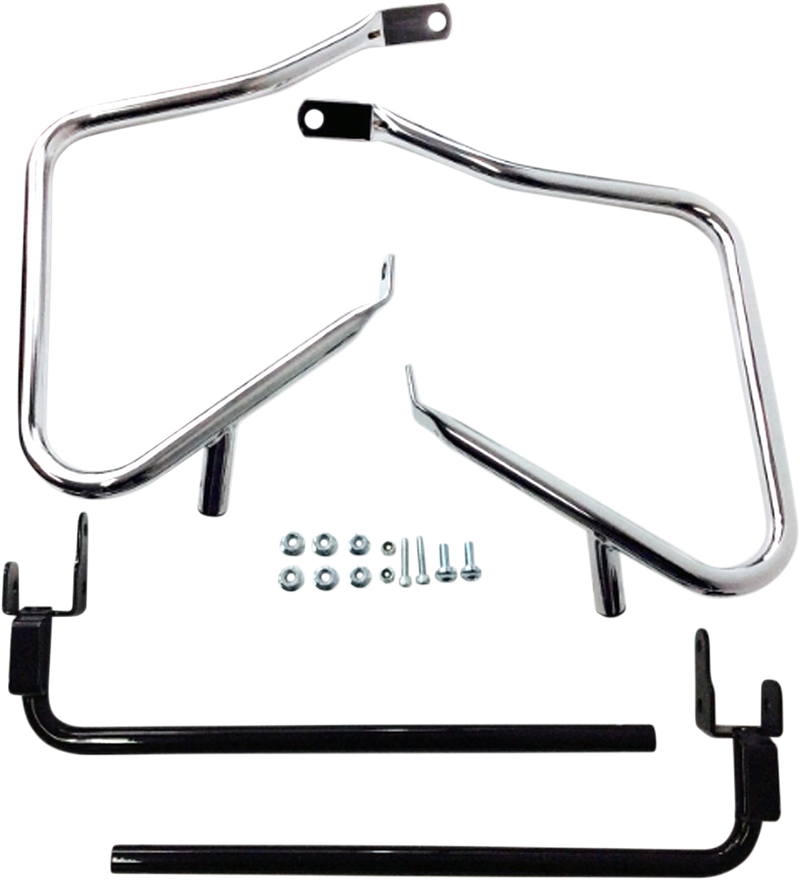 DRAG SPECIALTIES Chrome Saddlebag Guards / Support Kit - FLT '14-'23