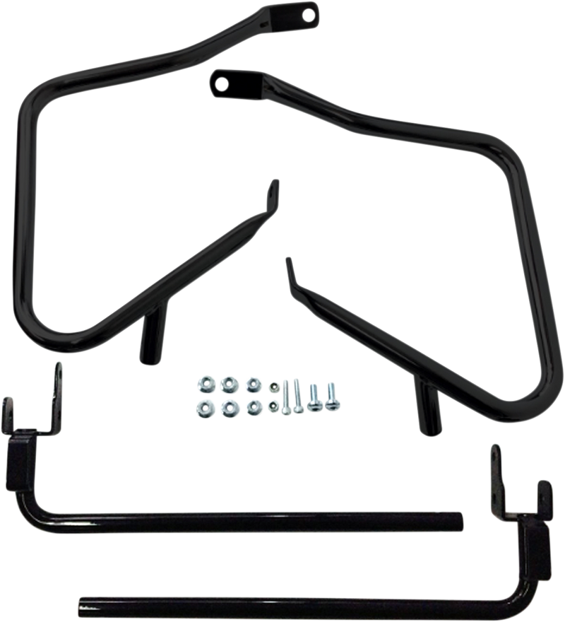 DRAG SPECIALTIES Black Saddlebag Guards / Support Kit - FLT '14-'23