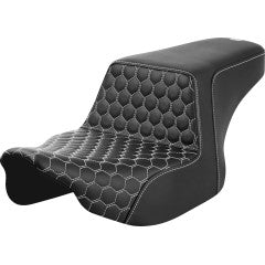 SADDLEMEN Step-Up Seat - Front Honeycomb - Touring '23.5-UP - White
