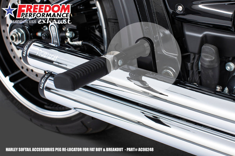 FREEDOM EXHAUST -  SOFTAIL ACCESSORIES PEG RE-LOCATOR  BRACKET AC00248 for FAT BOY & BREAKOUT 2018-PRESENT