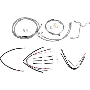 BURLY BRAND Handlebar Cable/Brake Line Kit - Complete - 18" Ape Hanger Handlebars - Stainless Steel