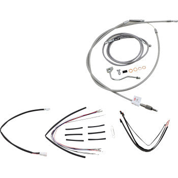 BURLY BRAND Handlebar Cable/Brake Line Kit - Complete - 14" Ape Hanger Handlebars - Stainless Steel