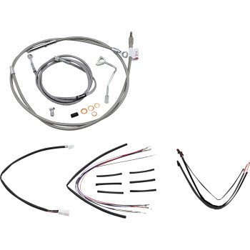 BURLY BRAND Handlebar Cable/Brake Line Kit - Complete - 16" Ape Hanger Handlebars - Stainless Steel