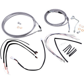 BURLY BRAND Handlebar Cable/Brake Line Kit - Complete - 16" Ape Hanger Handlebars - Stainless Steel