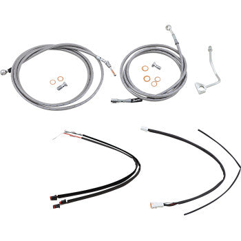 BURLY BRAND Handlebar Cable/Brake Line Kit - Complete - 16" Ape Hanger Handlebars - Stainless Steel