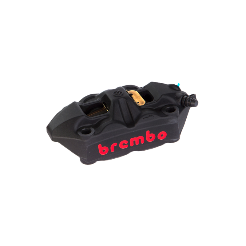 Caliper, Left, P4 34mm, M4, Cast Monobloc, 108mm Radial Mount, Front, Black w/ Red Lettering