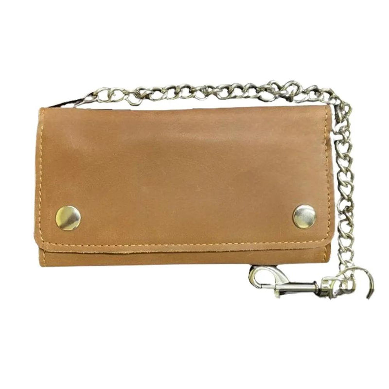 Brown Trifold Chain Biker Wallet