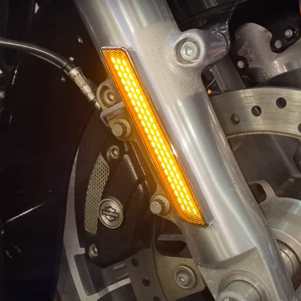 CUSTOM DYNAMICS LED Front Fork Lightz™ - Amber - Chrome