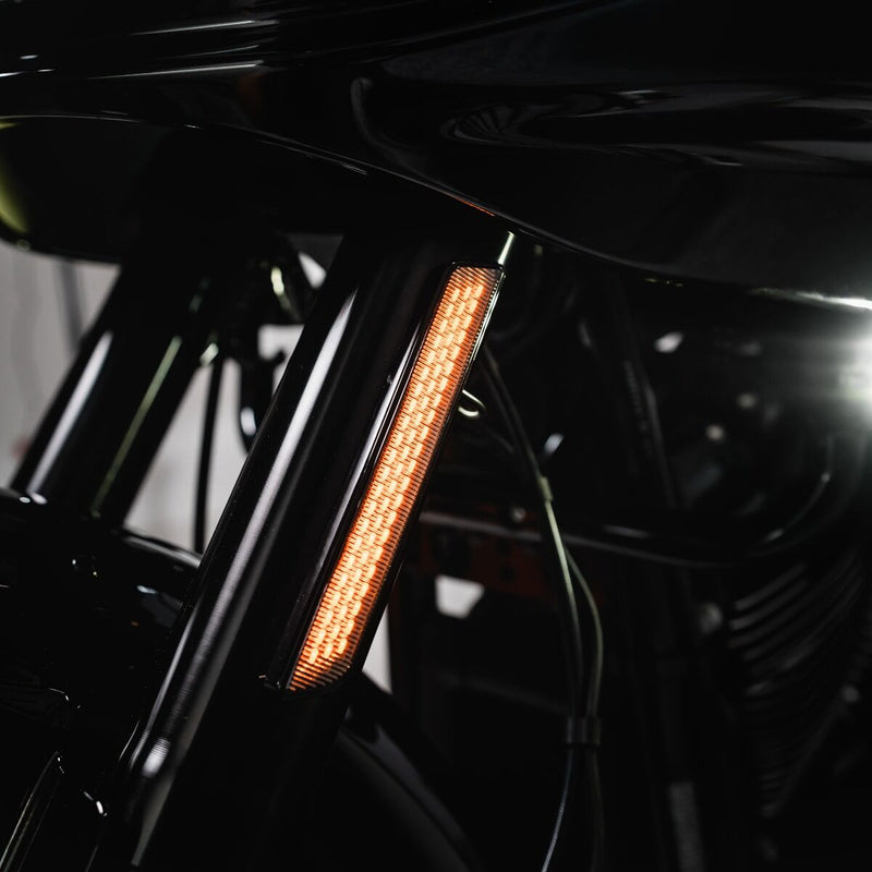 CUSTOM DYNAMICS Front Fork LED Reflector Replacements - Gloss Black - Smoke
