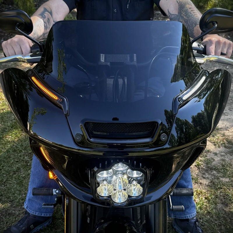 CUSTOM DYNAMICS LED Windshield Trim - Gloss Black - White/Amber