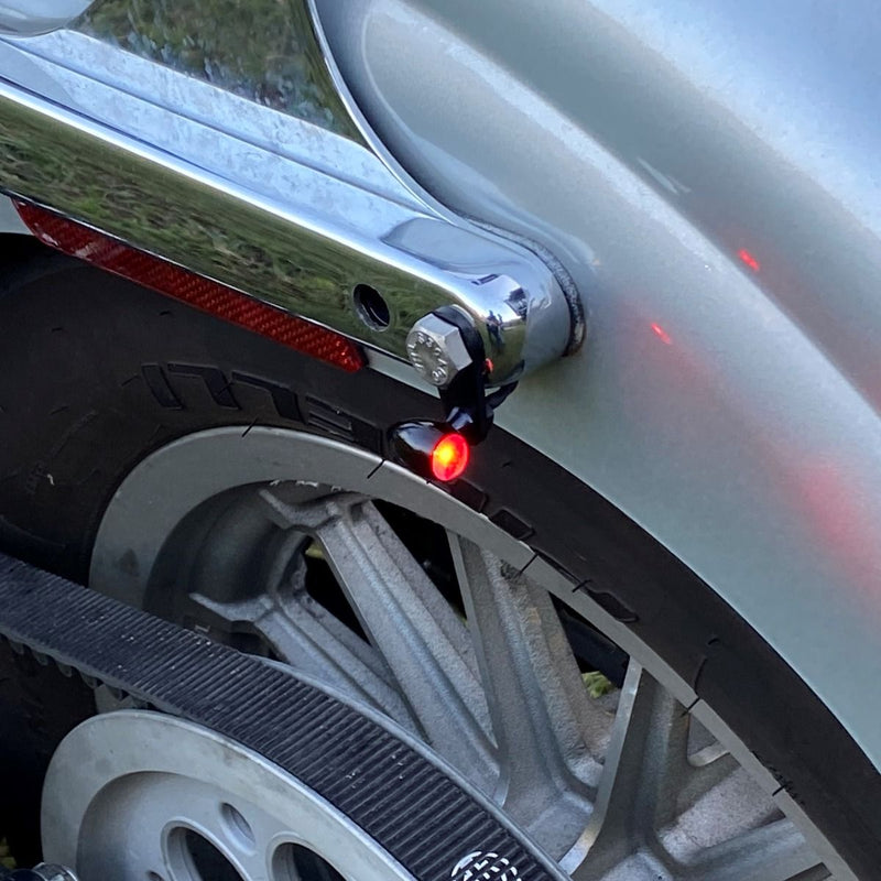 CUSTOM DYNAMICS Micro Bullet Dual Color LED Turn Signals - Amber/Red- Black