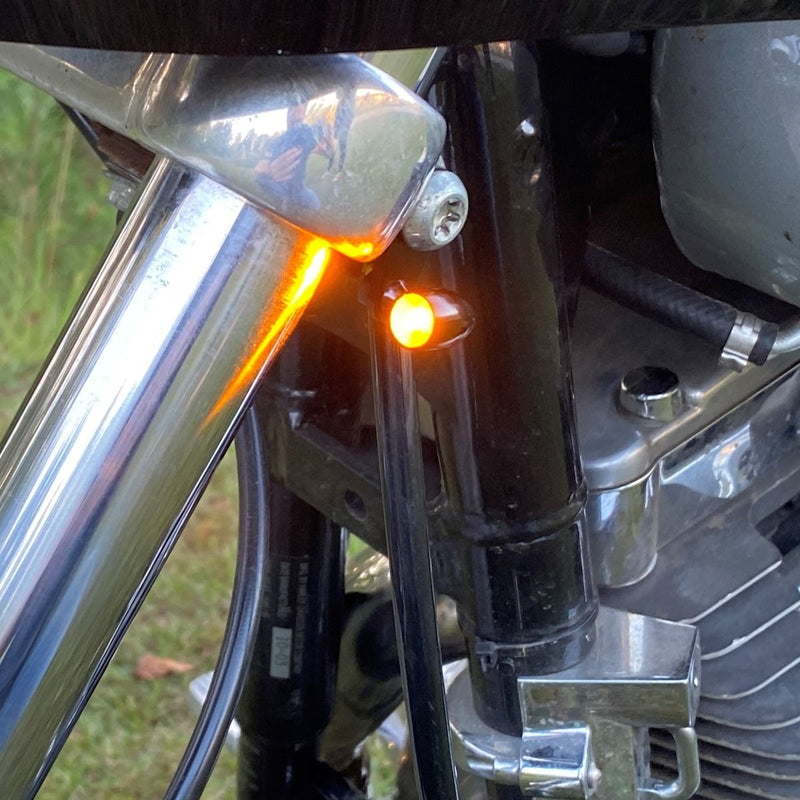 CUSTOM DYNAMICS Black Micro Bullet V2 LED Turn Signals - Amber/White