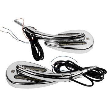 CUSTOM DYNAMICS Mirrors - Side View - with LED Turn Signals - Chrome - Pair