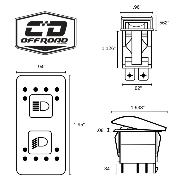 CUSTOM DYNAMICS 3-Position Non-Interrupting Lighted Rocker Switch - Shark Demon® 2