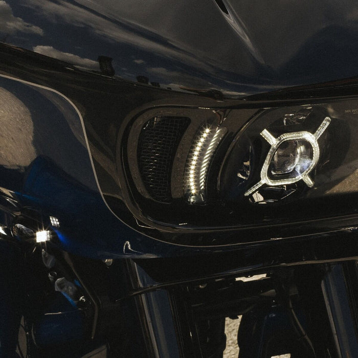 CUSTOM DYNAMICS Genesis® 4 Dynamic LED Road Glide® Vent Inserts LED Vent Insert - Amber/White - Black w/ Black Mesh