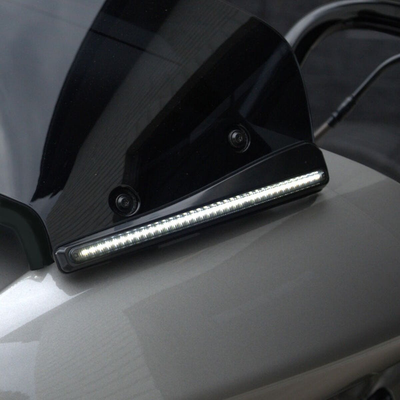 CUSTOM DYNAMICS Windshield Trim - LED - Turn Signal - Black - Smoke Lens