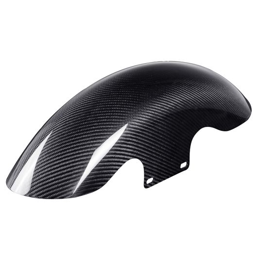 ADVANBLACK Carbon Fiber 19-inch Chopped Front Fender w/ Black Spacer Mounts for '14-'23 Harley Touring