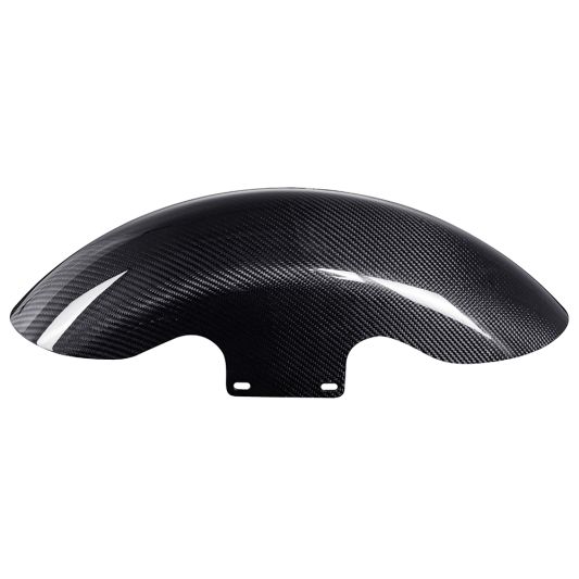 ADVANBLACK Carbon Fiber 19-inch Chopped Front Fender w/ Black Spacer Mounts for '14-'23 Harley Touring