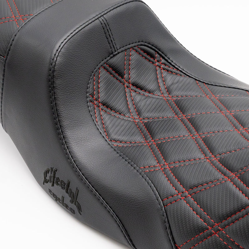 LIFESTYLE CYCLES - Performer Seat Touring - Carbon - Red Stitch - Touring '08-'23
